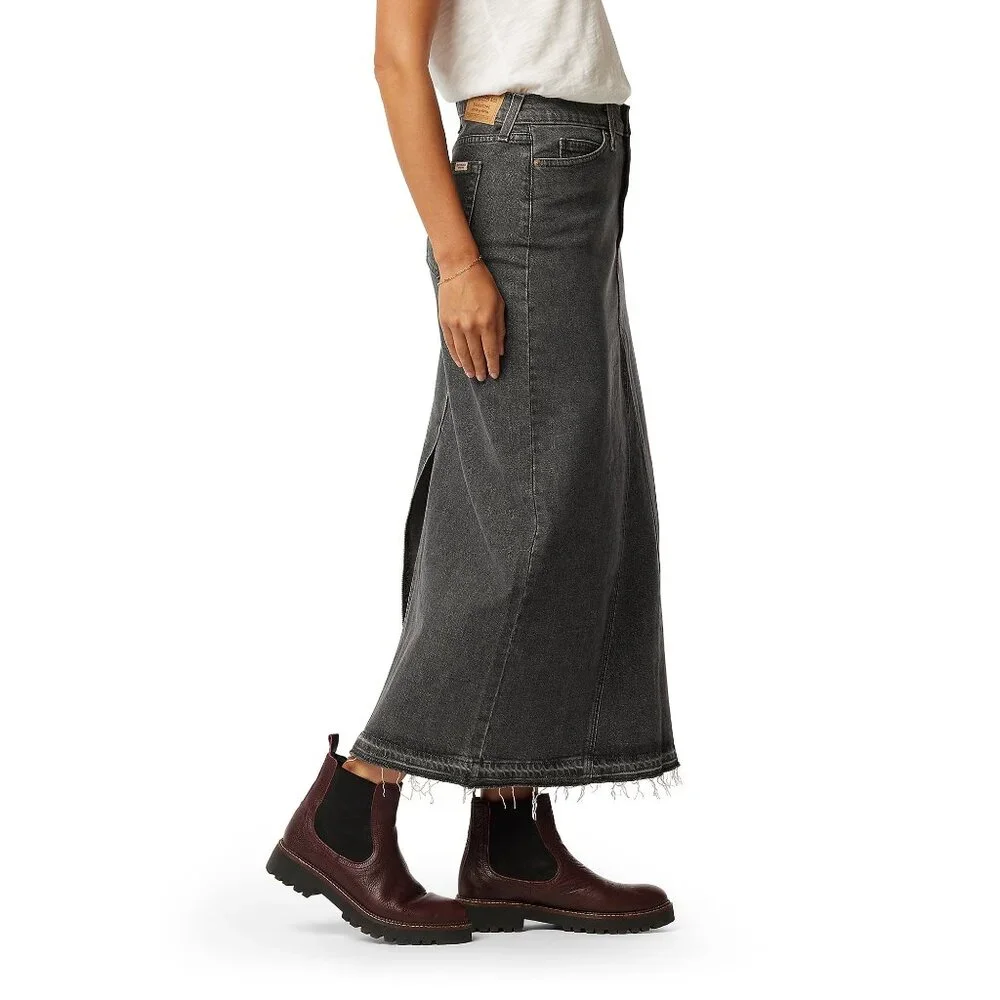 New Women's Levi's Strauss Signature Denim MAXI Skirt Rising Star Charcoal Wash - Picture 3 of 5